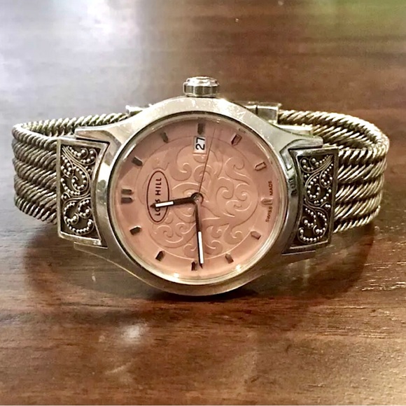 LOIS HILL Round Face Watch Sterling Silver Band Pink Face - Picture 9 of 16